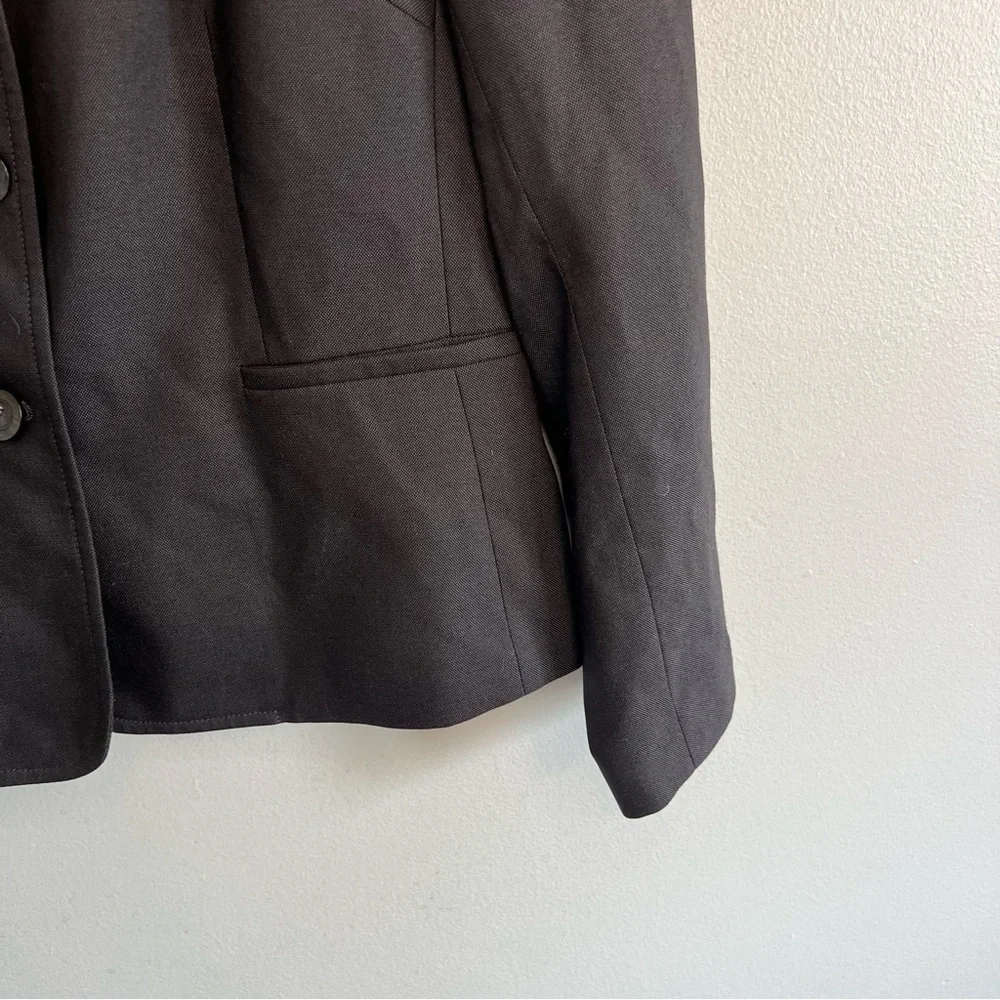 Talbots Womens Wool Silk Lined Blazer Petite Sz 10 Black Office Career Everyday